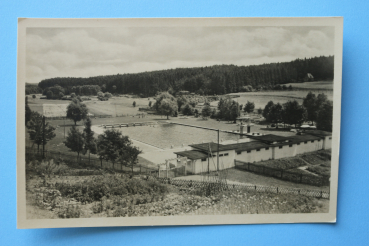 Postcard PC Bad Berka 1940-1950 bath swimming Town architecture Thueringen